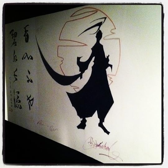I'm grateful for sushi restaurants, so much so that I forgot to take a picture of my delicious food. Here's a samurai from the wall art instead. #365grateful