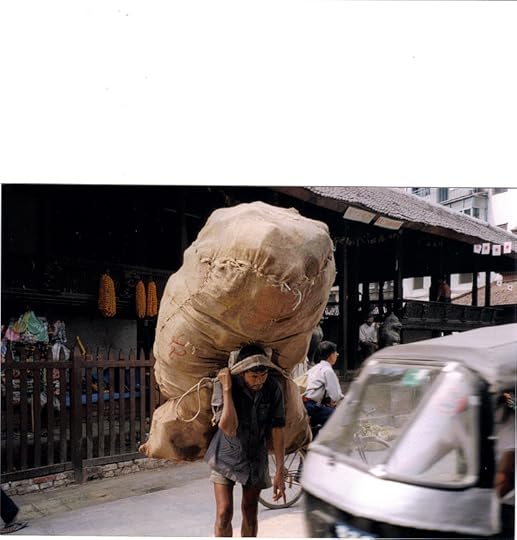Man transporting goods in Gujarat, India