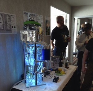 Picture of a robot in the SFWA suite, illustration to accompany blog post by speculative fiction writer Cat Rambo.