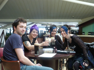 Us, Neen and Ryan at Bristol airport, ready to fly to Edinburgh.