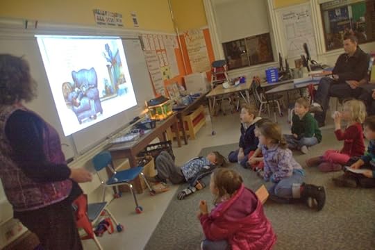 Projecting the book let everyone see.