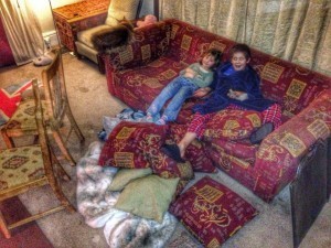 Step 1 - clear sofa and collect extra chairs