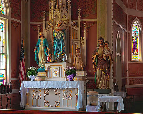 American flag in a church