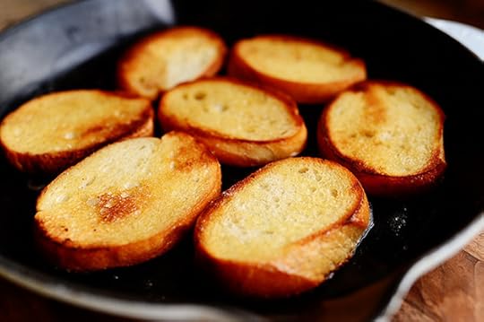 Bruschetta with Goat Cheese, Leeks, and Bacon