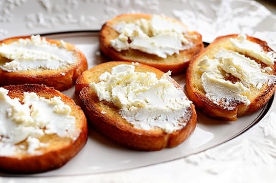 Bruschetta with Goat Cheese, Leeks, and Bacon