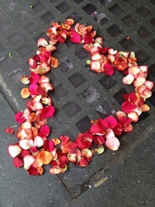 rose heart on pavement