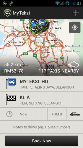 MyTeksi home screen