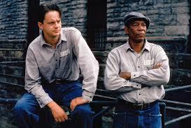 Tim Robbins as Andy Dufresne and Morgan Freeman as Ellis (Red) Redding in The Shawshank Redemption (1994)