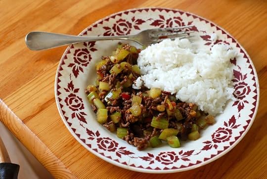 Sichuanese chopped celery with ground beef