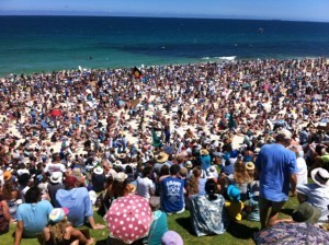 Shark cull protest, Cottesloe Beach, 1 February 2014