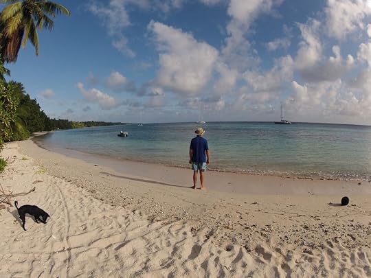 Wayne and Ruby on the beach at Eneko