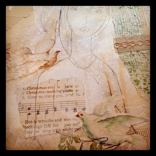 In progress painting. Happy to be back at the studio table.