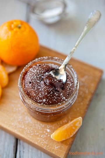 Molten Orange Chocolate Lava Cakes in Jars #recipe via FoodforMyFamily.com