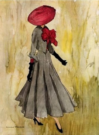 Sketch Christian Dior design - illustration by Bernard Blossac - 1948.