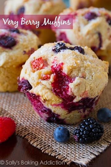 Jumbo Bakery-Style Very Berry Muffins, exploding with juicy berries in every single bite!