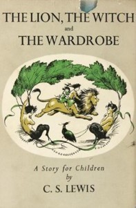 Cover for The Lion The Witch and The Wardrobe by C.S. Lewis, 1st edition.