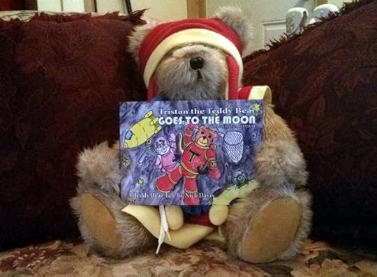 Tristan the Teddy Bear shows off his new illustrated story - Tristan Goes to the Moon.
