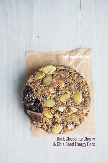 Dark Chocolate Cherry and Chia Energy Bars #recipe via FoodforMyFamily.com