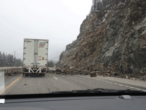 falling rocks on mountain