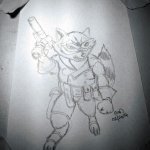 Guardians of the Galaxy Rocket Raccoon in his Guardian of the Keystone Quadrant Uniform - Pencil