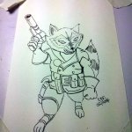 Guardians of the Galaxy Rocket Raccoon in his Guardian of the Keystone Quadrant Uniform - Inked