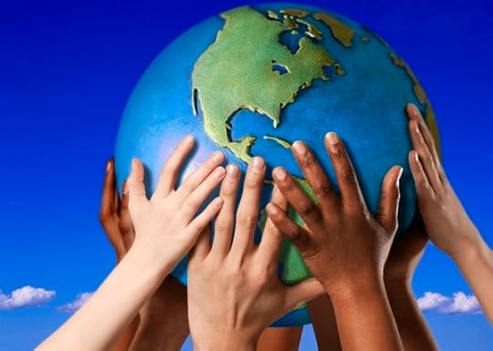 Hands on a globe --- Image by © Royalty-Free/Corbis