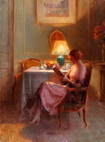 Reading by the lamp enjolras
