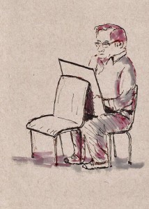 One of the sketchers - Hero 9018/J.Herbin 1670 and Hero 578/Platinum Carbon Black