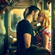 kissing on train