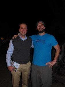 Me with the owner of East Side Story, Chuck Beard, after dinner. What a magnificent day! 