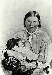 Cynthia and her daughter Topsannah after their capture in 1861. Cynthia, believing her husband Nocona was dead, had cut her hair per Comanche mourning rituals.
