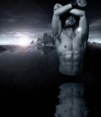 Man emerging from water