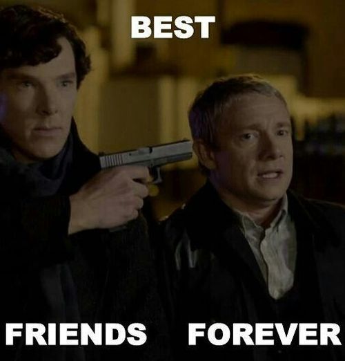 This is perfection. (Even though Sherlock was doing it to protect John and himself, so they could get away together, it still is pretty hilarious)