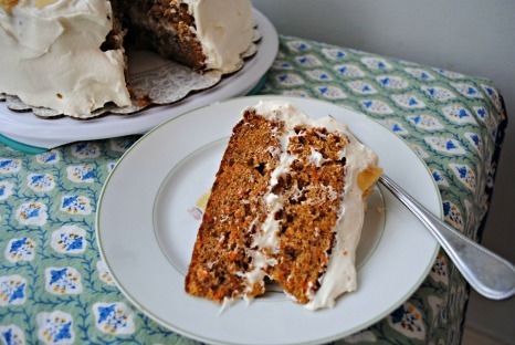 carrot cake slice in front cropped