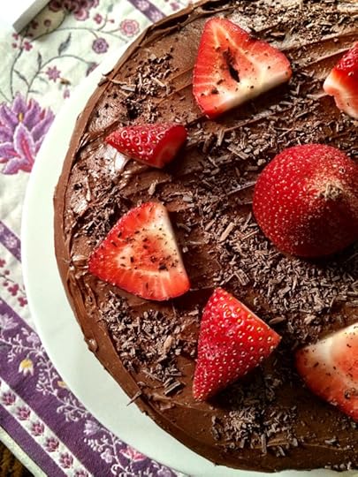 Homemade Chocolate Layer Cake with Strawberries