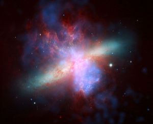 supernova M82_Chandra_HST_Spitzer_composit