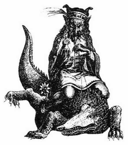 Agares as depicted in Collin de Plancy's Dictionnaire Infernal, 1863.