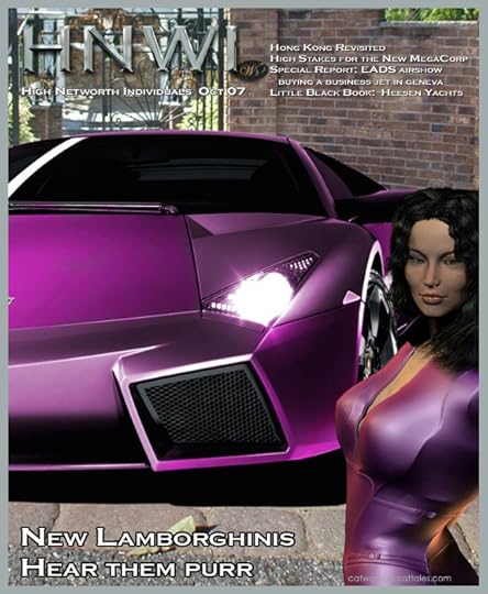 Selina Kyle on the cover of HNWI with the Lamborghini Reventon