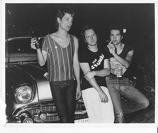 The Skunks after the first gig at Raul's 1978, Jesse Sublett, Bill Blackmon, Eddie Munoz, photo by Cheryl Smith. Austin history, The Skunks put Austin on the rock n roll map
