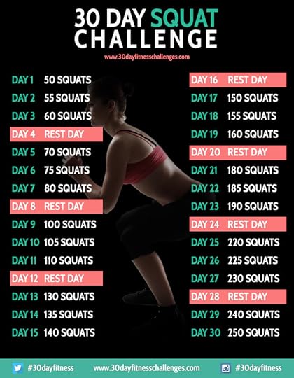 30 Day Squat Challenge Fitness Workout Chart