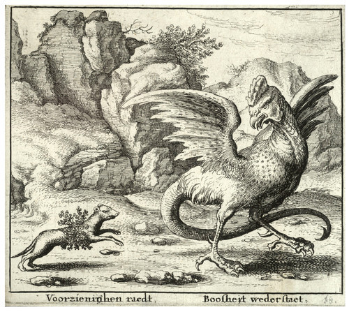 Wenceslaus Hollar (1607-1677), The basilisk and the weasel. Date unknown.