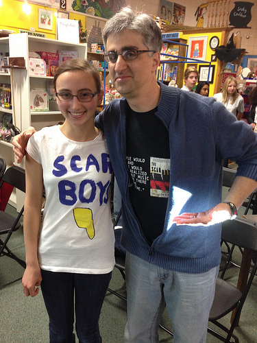 Kate with The Scar Boys shirt