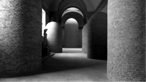  View of the entombed sculptures in the Gallery of the Slaves and the Tribuna of David