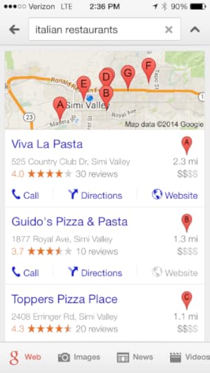 Google Now mobile results
