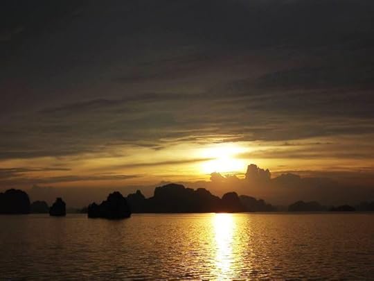 photo, image, sunset, ha long bay, vietnam