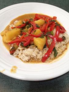 Pineapple - Veggie Thai Coconut Curry with Brown Rice. 
