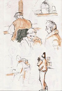 Some quickies at the coffee shop. Click to enlarge.