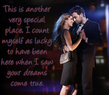 Conceptual portrait of a young couple in elegant evening dresses dancing