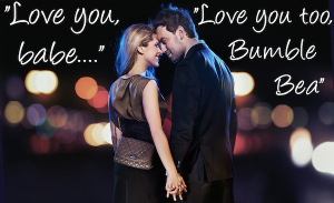 Conceptual portrait of a young couple in elegant evening dresses