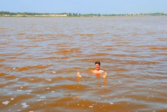 Floating on Lac Rose, Senegal, Africa